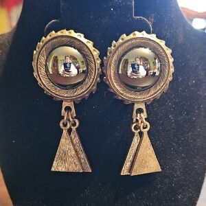 Vintage Boutique Pewter Dangle Earrings Clip On